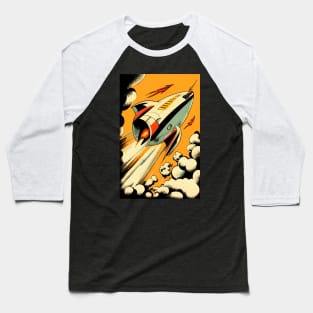 Retro Sci-Fi Rocket! Baseball T-Shirt